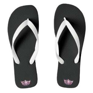 Miss America Adult Pink Crown White Flip Flops