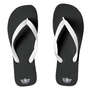 Miss America Adult Silver Crown White Flip Flops