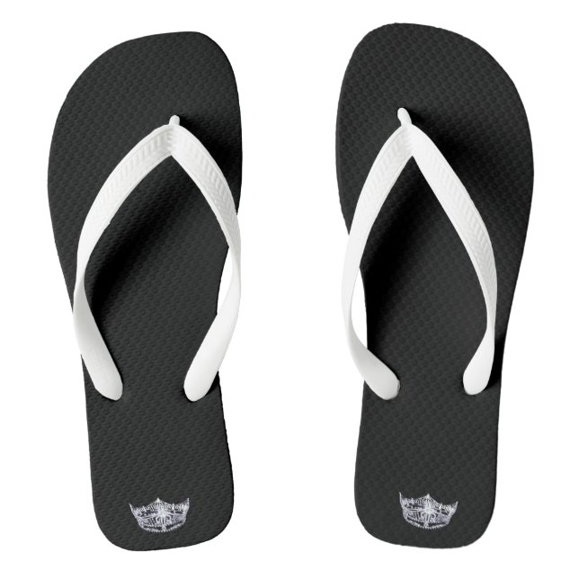 Miss America Adult Silver Crown White Flip Flops (Fußbett)