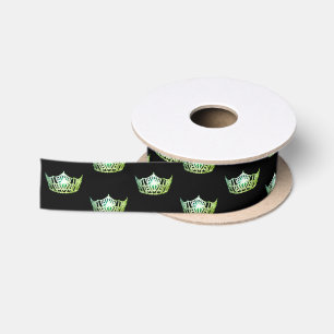 Miss America Apple Green Crown Satin Ribbon Satinband