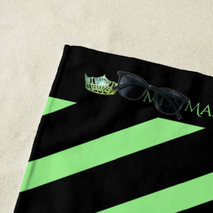 Miss America Apple Green Stripe Crown Beach Handtu Strandtuch