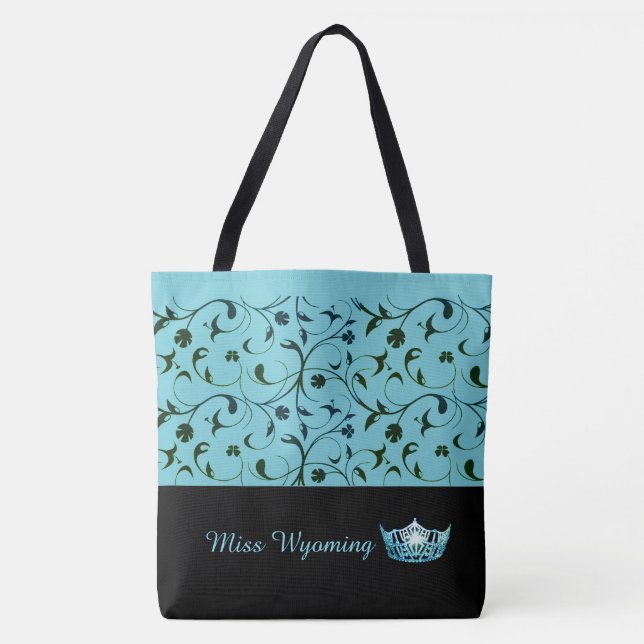 Miss America Aqua Crown Tote Beutel Grüne Blätter (Vorderseite)