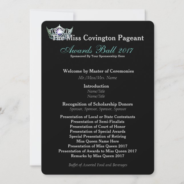 Miss America Aquamarin Crown Awards Ball Programmk (Vorderseite)