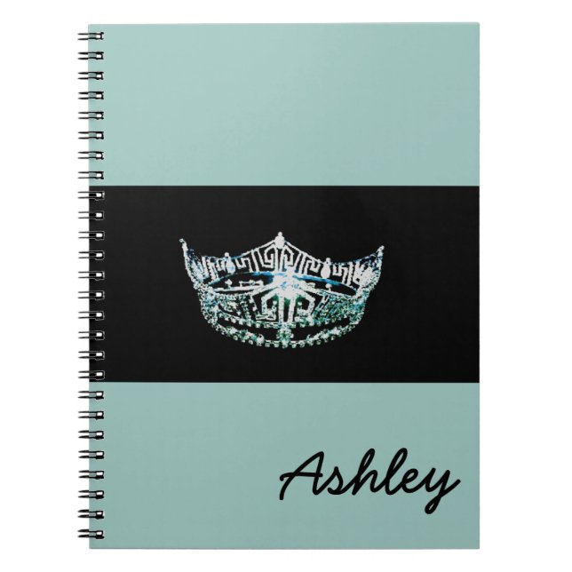 Miss America Aquamarin Crown Custom Aqua Notebook Notizblock (Vorderseite)