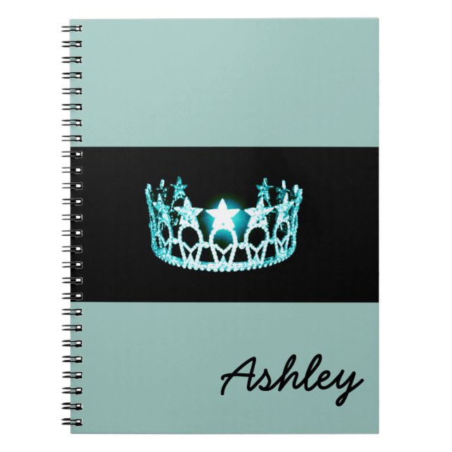 Miss America Aquamarin Crown Custom Aqua Notebook Notizblock (Vorderseite)