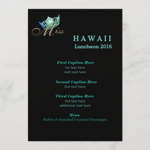 Miss America Black Shimmer Luncheon Programmkarte Menükarte