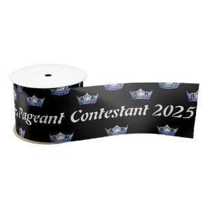 Miss America Blue Crown Satin Ribbon Satinband