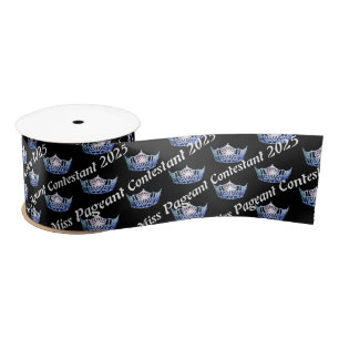 Miss America Blue Crown Satin Ribbon Satinband