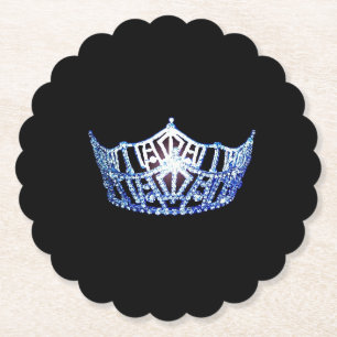 Miss America Blue Crown Scalloped Paper Untersetze Untersetzer