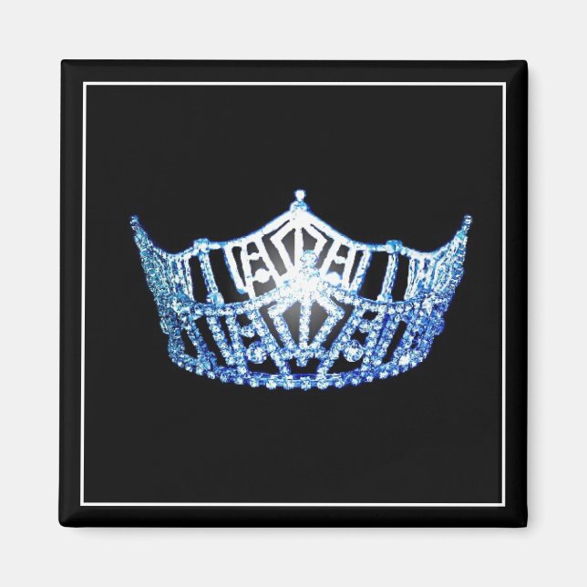 Miss America Blue Crown Square Magnet (Vorne)