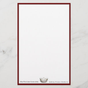 Miss America Crown & Individuelle Name Stationery Briefpapier