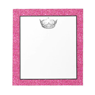 Miss America Crown Pink Glitzer Notepad Notizblock