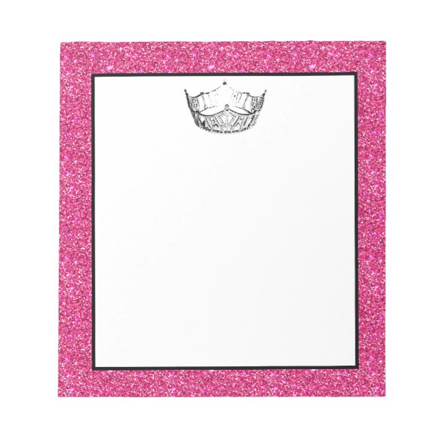 Miss America Crown Pink Glitzer Notepad Notizblock (Vorderseite)