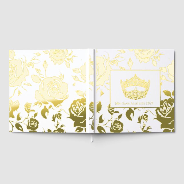 Miss America Crown Roses Gold Foil Scrapbook Gästebuch (Voll)