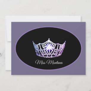 Miss America Flach Note Card Silver Crown Amethyst Mitteilungskarte