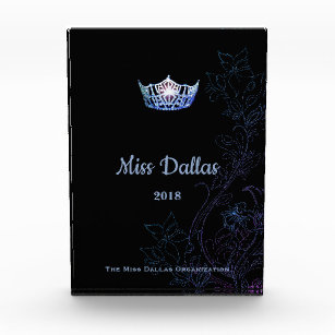 Miss America Floral Blue Crown Acrylic Award