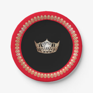 Miss America Gold Crown 7" Red Paper Teller