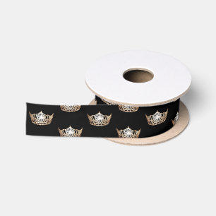 Miss America Gold Crown Satin Ribbon Satinband