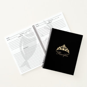 Miss America Gold Tiara Custom Rezept Notebook Notizbuch