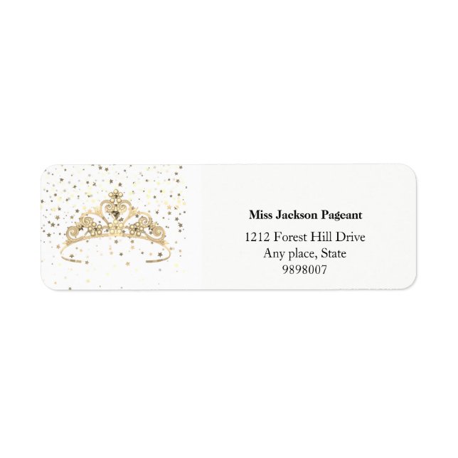 Miss America Gold Tiara Stars Crown Address Labels (Vorne)