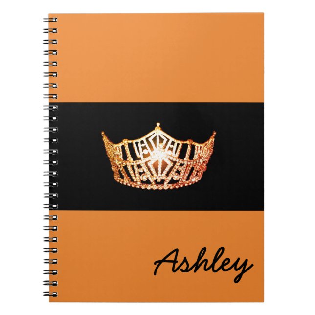 Miss America Orange Crown Notebook-Individuelle Na Notizblock (Vorderseite)