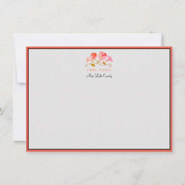 Miss America Pageant Custom Note Card Orange Mitteilungskarte (Vorderseite)