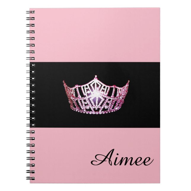 Miss America Pink Crown Notebook - Individuelle Na Notizblock (Vorderseite)