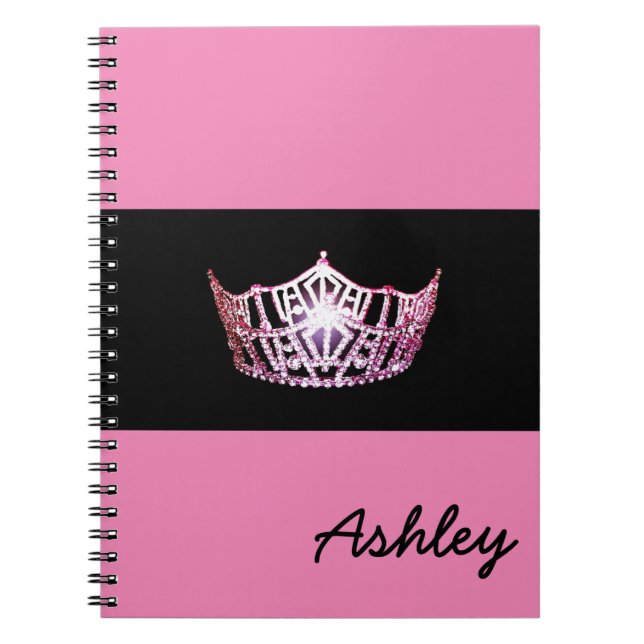 Miss America Pink Crown Notebook Individuelle Name Notizblock (Vorderseite)