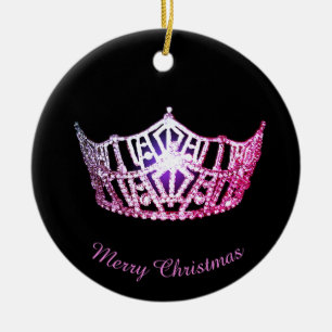 Miss America Pink Crown Round Ornament