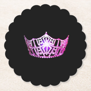 Miss America Pink Crown Sclpd Paper Untersetzer