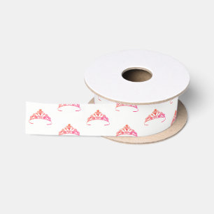 Miss America Pink/Orange Tiara Crown Satin Ribbon Satinband