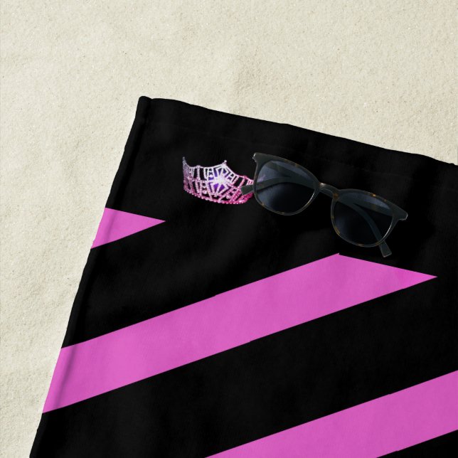 Miss America Raspberry Stripe Crown Beach Handtuch (Beispiel)