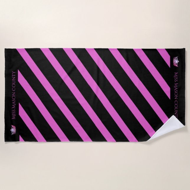 Miss America Raspberry Stripe Crown Beach Handtuch (Vorderseite)