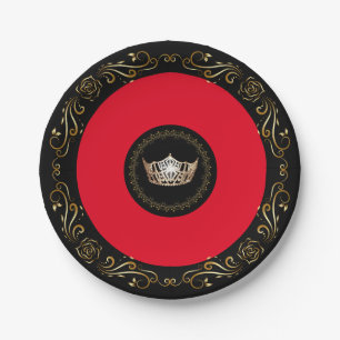 Miss America Red Gold Crown 7" Paper Teller