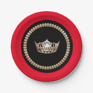 Miss America Red Gold Crown 7" Paper Teller