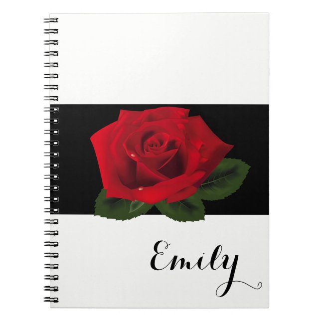 Miss America Rote Rose Notebook - Individuelle Nam Notizblock (Vorderseite)