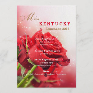 Miss America Rote Rosen Luncheon Programmkarte Menükarte