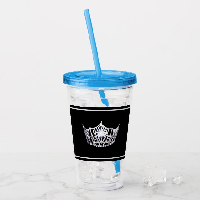 Miss America Silberkrone Acryl Tumbler Acryltrinkbecher (Vorderseite Ice)