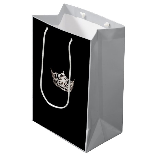 Miss America Silver Crown 2-Tone-Geschenktasche -  Mittlere Geschenktüte (Vorderseite Schrägansicht)