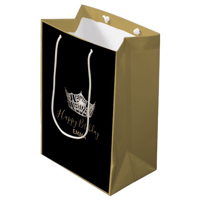 Miss America Silver Crown 2-Tone-Geschenktasche -  Mittlere Geschenktüte (Vorderseite Schrägansicht)