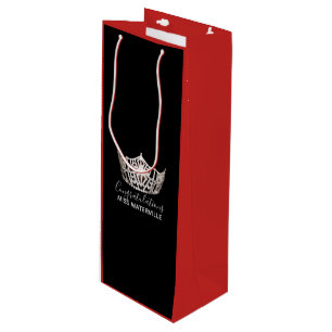 Miss America Silver Crown 2-Tone Red Gift Bag-Tall Geschenktüte Für Weinflaschen