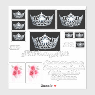 Miss America Silver Crown Custom Stickers Aufkleber