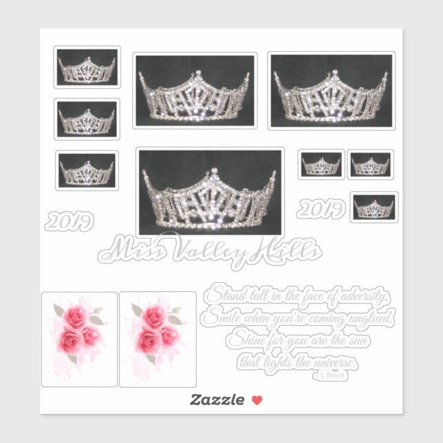 Miss America Silver Crown Custom Stickers Aufkleber (Blatt)