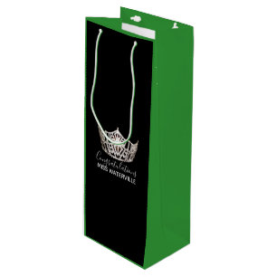Miss America Silver Crown Green Geschenktasche Geschenktüte Für Weinflaschen