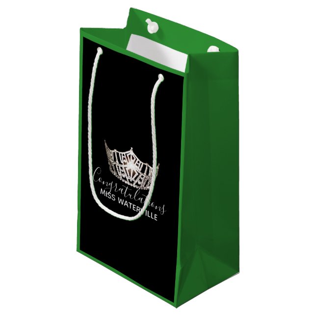 Miss America Silver Crown Green Geschenktasche kle Kleine Geschenktüte (Vorderseite Schrägansicht)