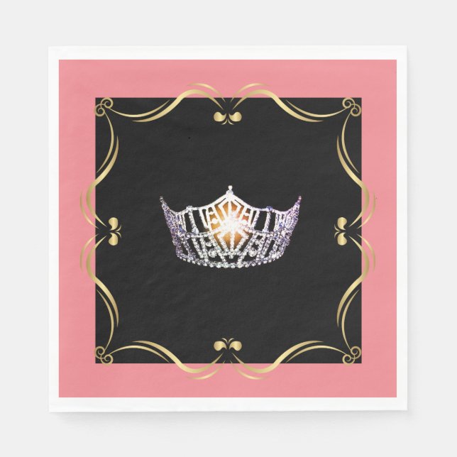 Miss America Silver Crown Luncheon Paper Napkin Serviette (Vorderseite)