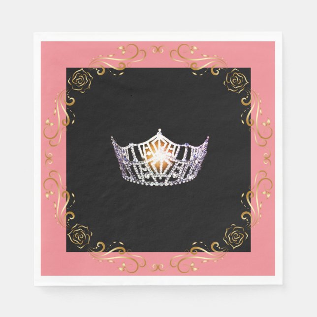 Miss America Silver Crown Luncheon Paper Napkin Serviette (Vorderseite)
