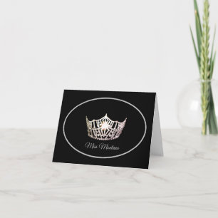 Miss America Silver Crown Note Card Black Dankeskarte