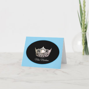 Miss America Silver Crown Note Card Blue Dankeskarte