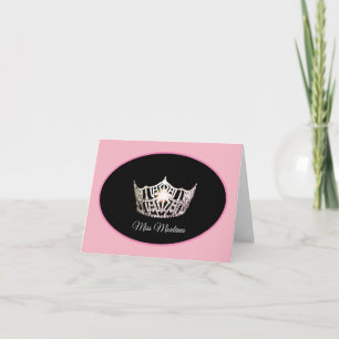 Miss America Silver Crown Note Card Pink/Pink Dankeskarte